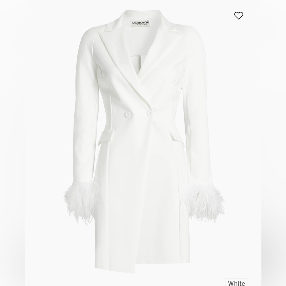 Chiara Boni La Petite Robe Feather-Trim Blazer Minidress